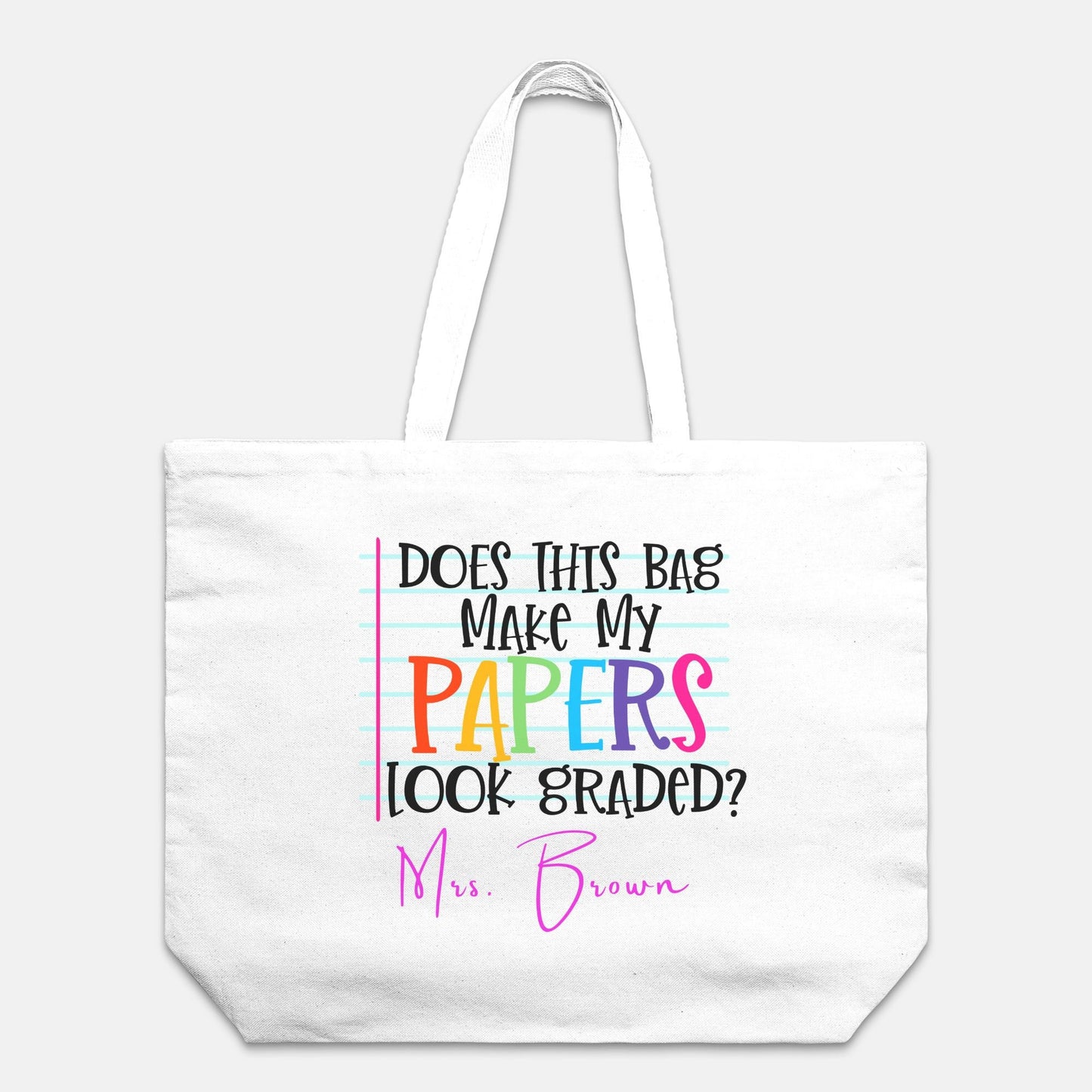 Funny Oversized Teacher Tote Bag Funny Quote Natural Cotton Shopping School Shoulder Bag Mental Health Humour Gift Idea Tote Bag for Errands