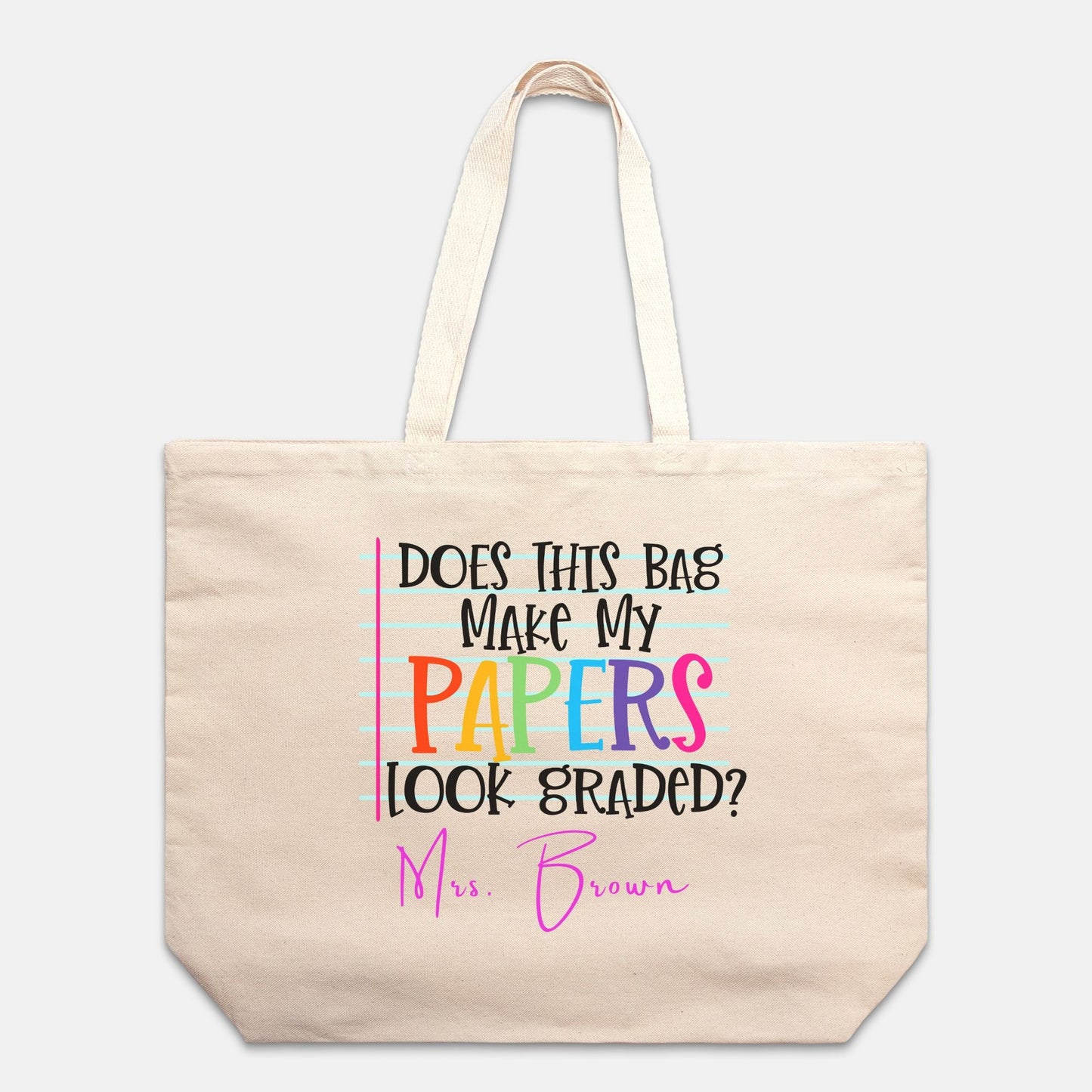 Funny Oversized Teacher Tote Bag Funny Quote Natural Cotton Shopping School Shoulder Bag Mental Health Humour Gift Idea Tote Bag for Errands