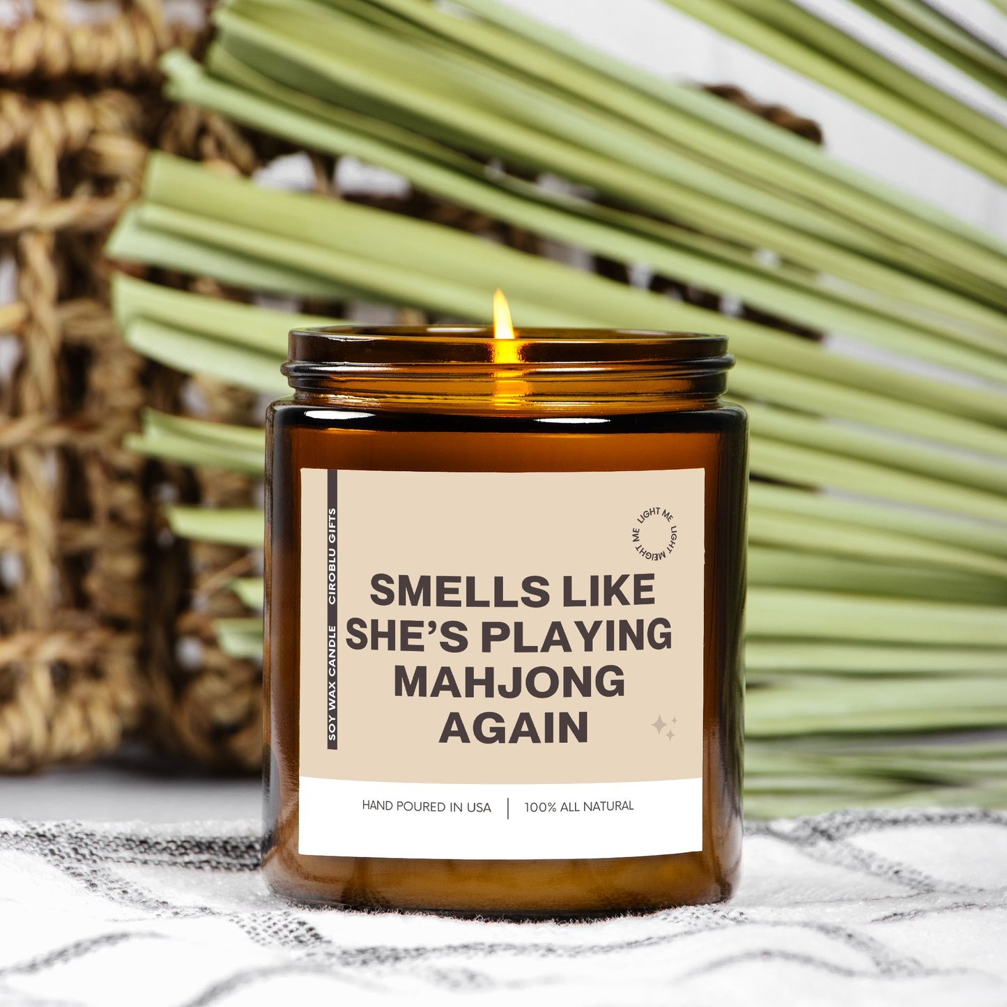 Mahjong Gift She's Playing Mahjong Again Custom Candle Board Game Night Hobby Funny Unique Handmade Personalized For Gamers For Women