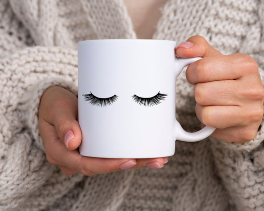 Lashes, stylish coffee mug, home decor, lash artist, fashionable coffee mug, gift for her, girlfriend gift idea