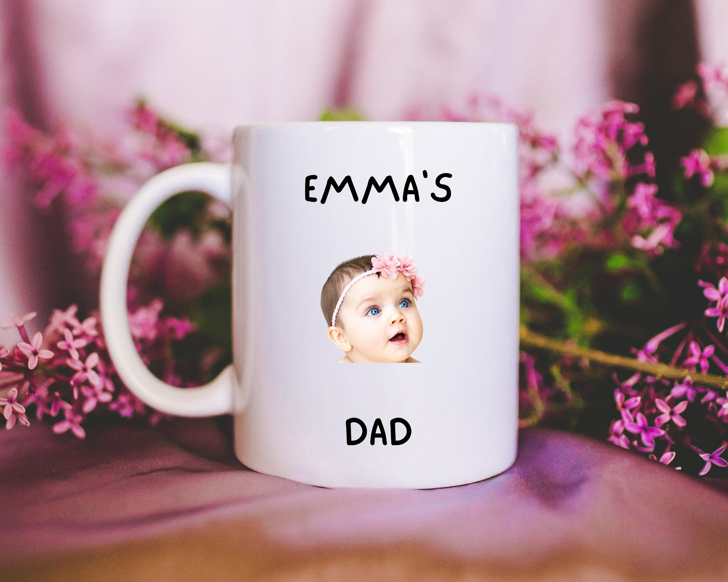 Custom Baby Face Mug, Father's Day Coffee Mug, Personalize Child Photo Coffee Cup for Dad / Mom, Mug with Baby Picture, Grandchild Mug