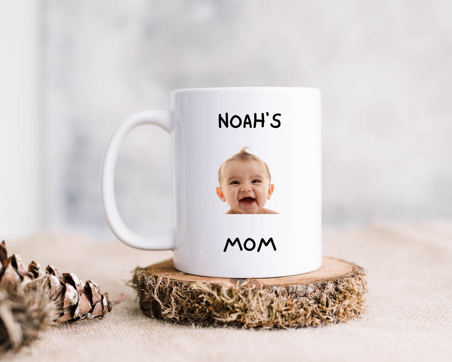 Custom Baby Face Mug, Father's Day Coffee Mug, Personalize Child Photo Coffee Cup for Dad / Mom, Mug with Baby Picture, Grandchild Mug