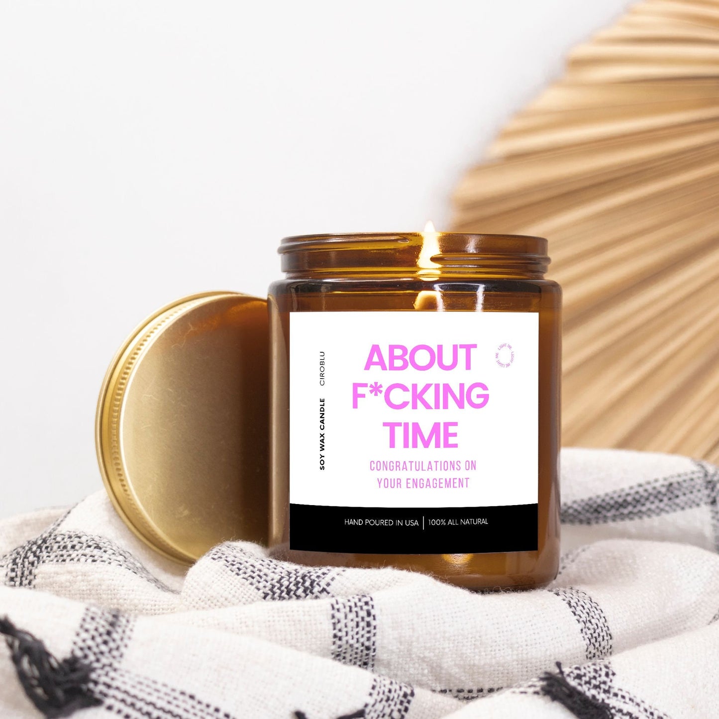 About F*cking Time Funny Engagement Gift, Engaged Candle, Engaged Friend, funny engaged gift, Wedding Gift Bride, custom wedding gift