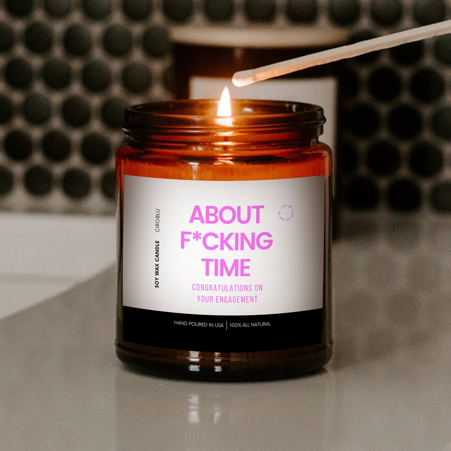 About F*cking Time Funny Engagement Gift, Engaged Candle, Engaged Friend, funny engaged gift, Wedding Gift Bride, custom wedding gift