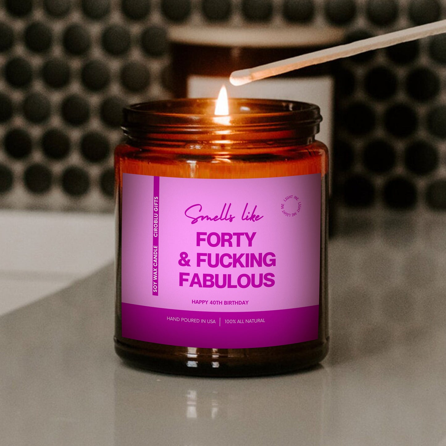 Turn 40 Candle Present 40th Birthday Gift Funny 40th Birthday Gift Funny Candle Soy Wax Candle Forty & Fabulous