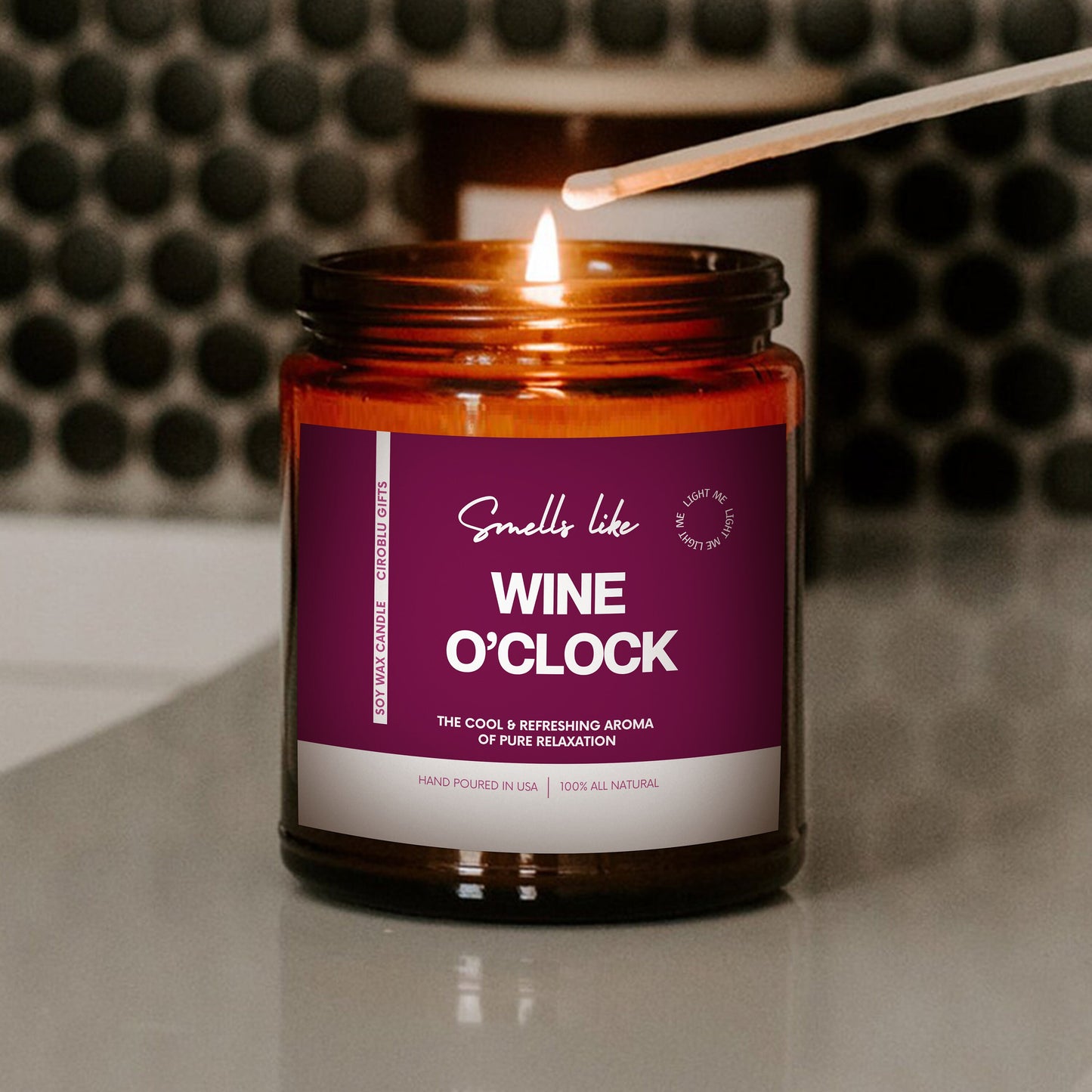 Wine Candle Gift Smells Like Wine O'Clock Soy Wax Candle For Mom Funny Wine Lover Candle Mother's Day Candle Eco Friendly 9oz Candle for Mom