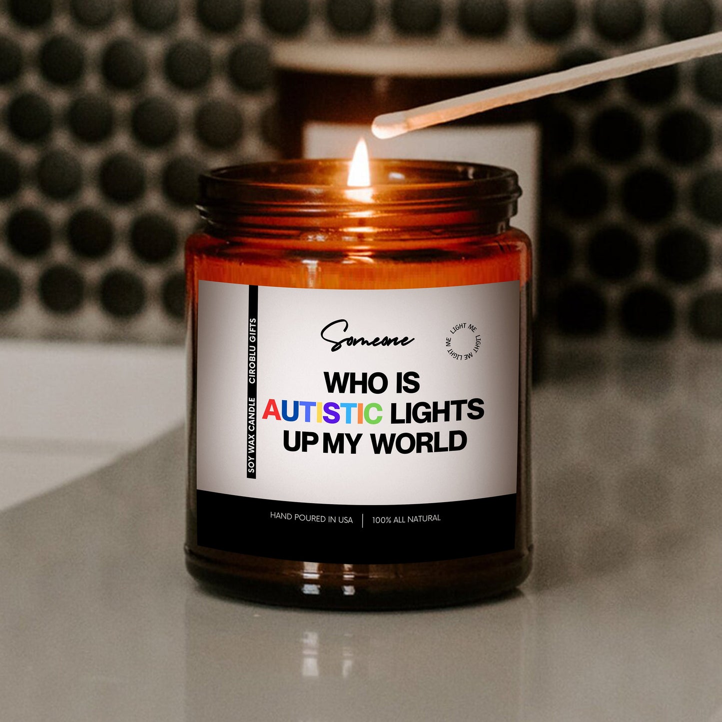 Xmas Autism Gift Candle Autistic Lights Up My World Candle Gift For Autistic Family Member Brother Sister Son Daughter Christmas Gift Candle