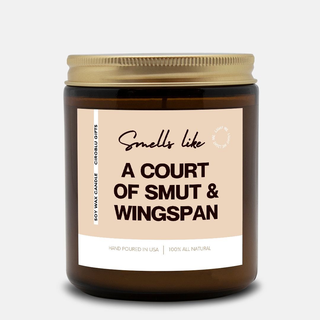 A Court of Smut and Wingspan Candle Gift Bookish Soy Candle 9oz Acotar Inspired Book Merch Fantasy Romance Rhysand Feyre Funny Acomaf Book