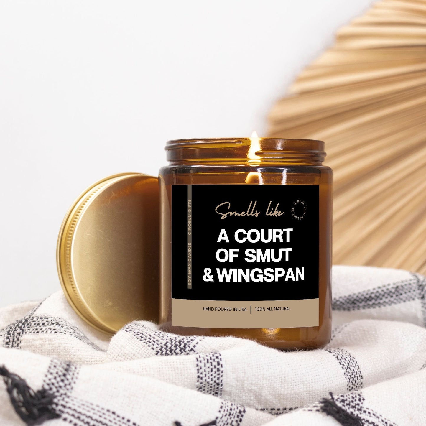 A Court of Smut and Wingspan Candle Gift Bookish Soy Candle 9oz Acotar Inspired Book Merch Fantasy Romance Rhysand Feyre Funny Acomaf Book