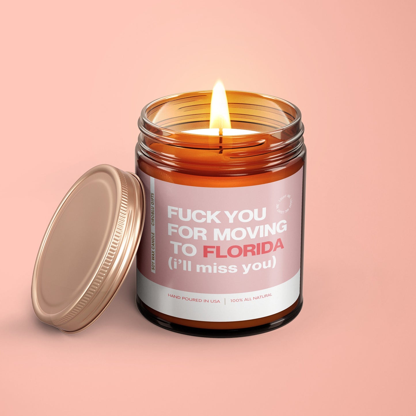 Personalized Moving Away Gift Custom Text Gifts Florida New Homeowner New State Funny Housewarming Gift Funny Candle Personalizable Gift