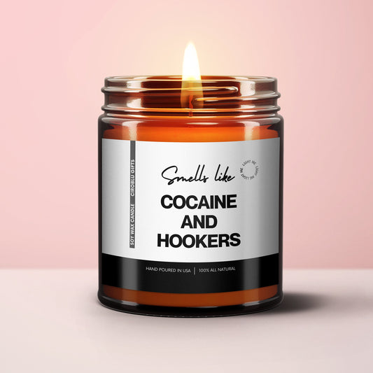 Funny Friend Gift Cocaine and Hookers Candle Adult Humor Gift Custom Candle Friendship Candle Custom Candle Funny Gifts Snarky Candle