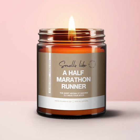 Congratulations Present Smells Like Half Marathon Runner Soy Wax Candle Gift For Half Marathon Runner Funny Candle Gift