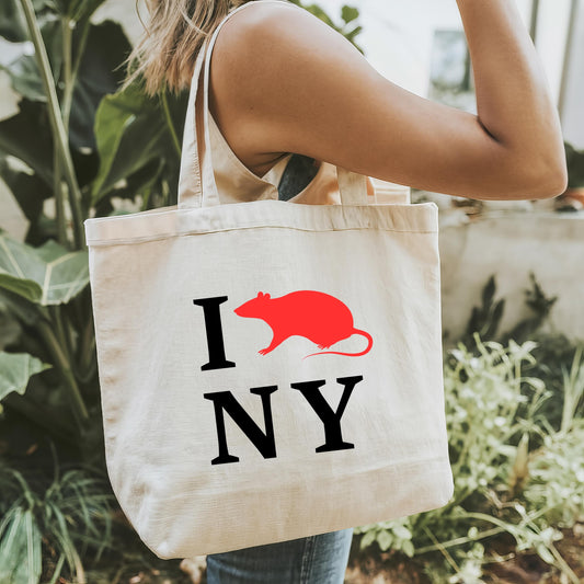 Funny NYC Tote Bag Funny RAT Natural 100% Cotton Shopping School Shoulder Bag Mental Health Humour Fun Joke Gift Idea Tote Bag for Errands