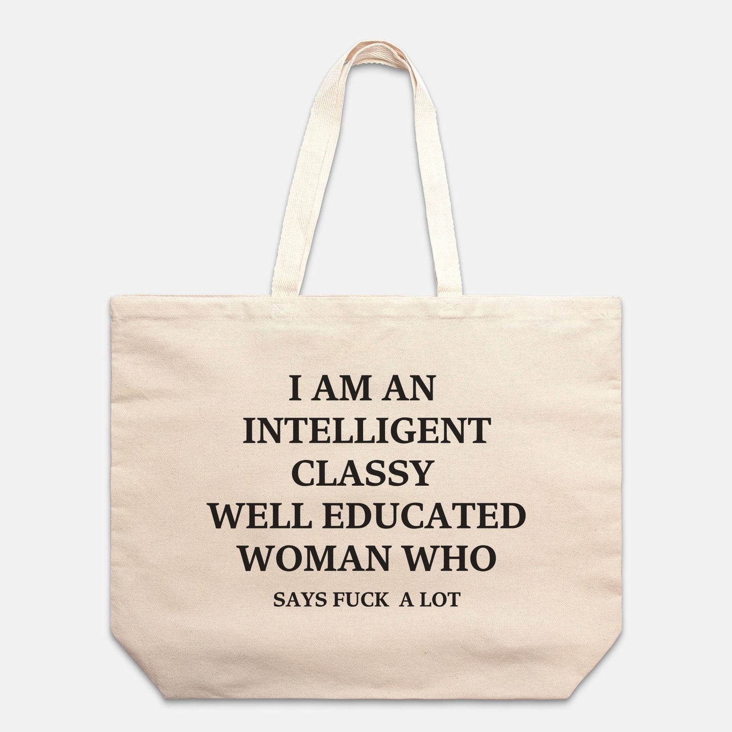 Sarcastic Funny Oversized Tote Bag Natural 100% Cotton Shopping Shoulder Bag Mental Health Fun Joke Gift Idea Tote Bag for Errands