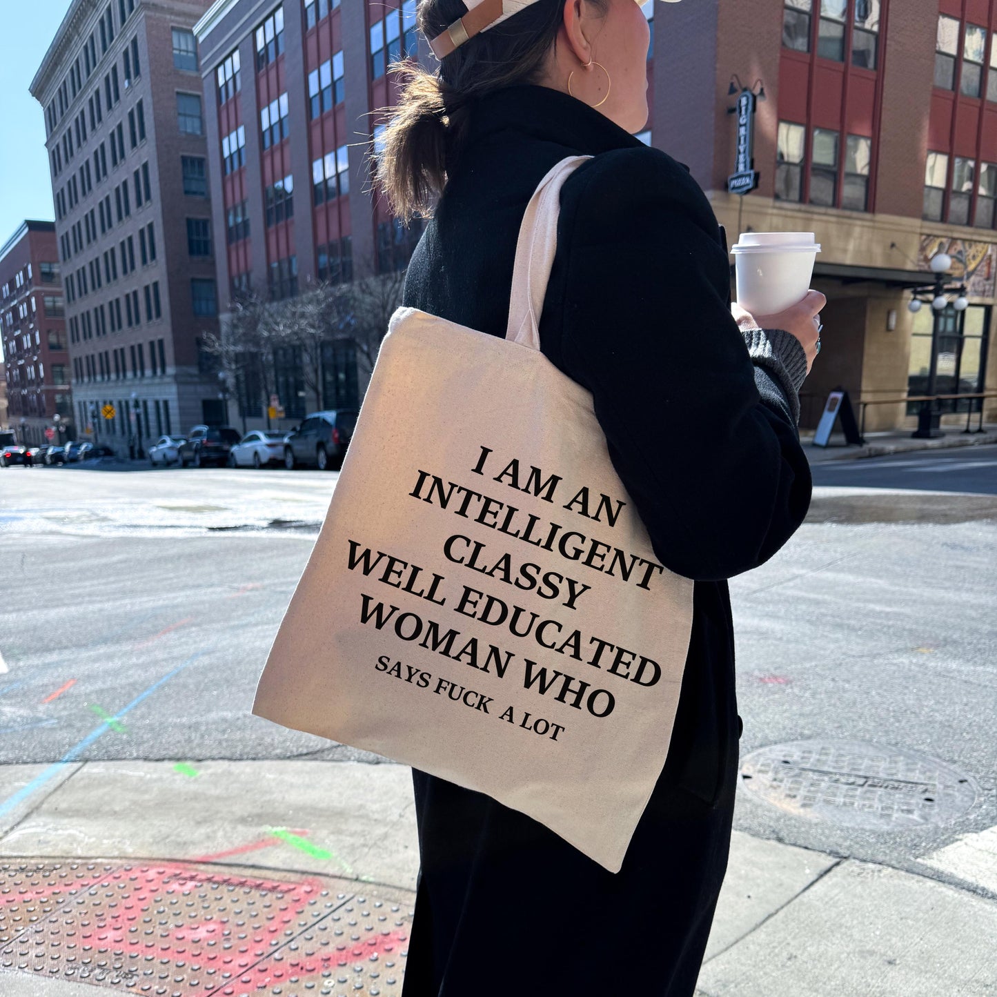 Sarcastic Funny Oversized Tote Bag Natural 100% Cotton Shopping Shoulder Bag Mental Health Fun Joke Gift Idea Tote Bag for Errands