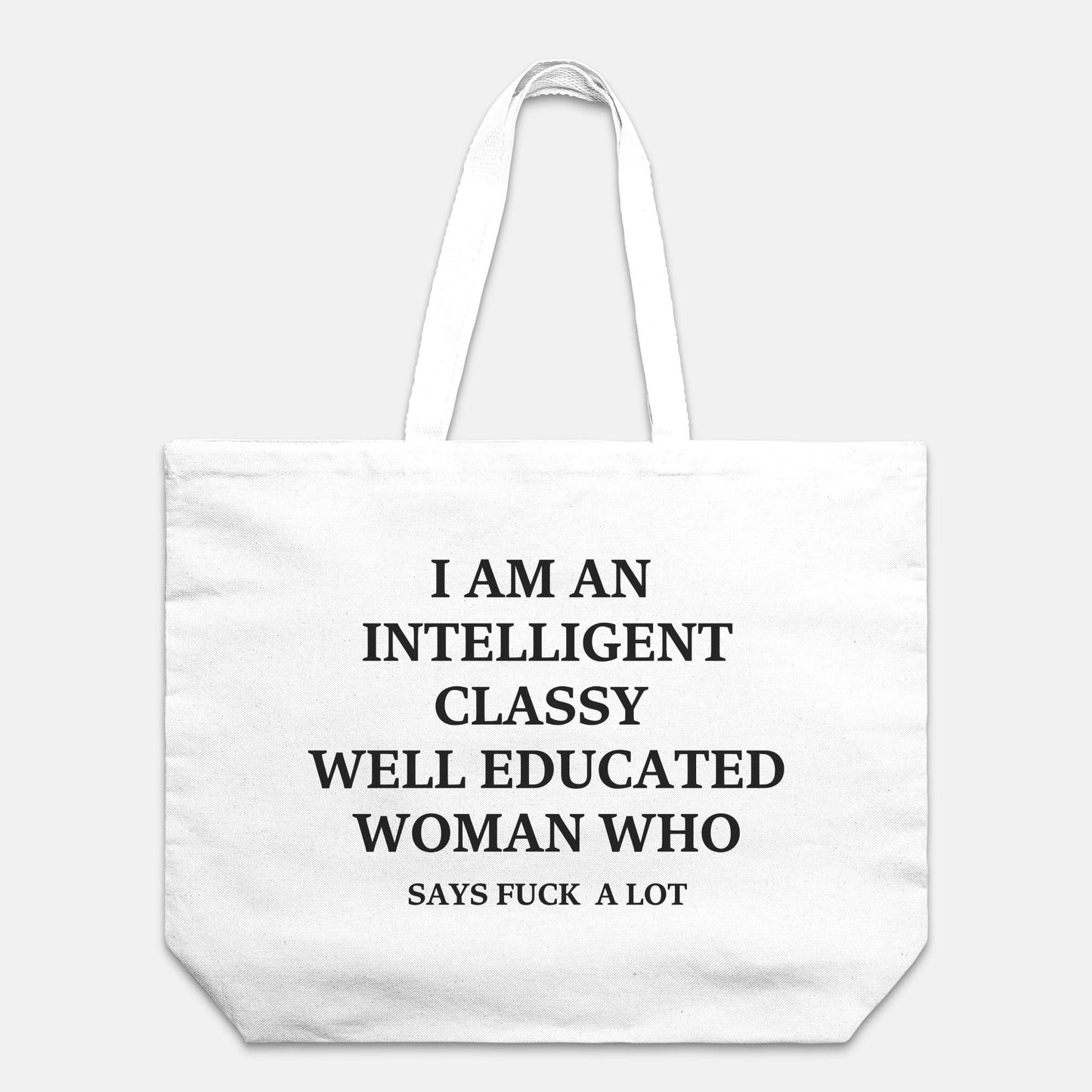 Sarcastic Funny Oversized Tote Bag Natural 100% Cotton Shopping Shoulder Bag Mental Health Fun Joke Gift Idea Tote Bag for Errands