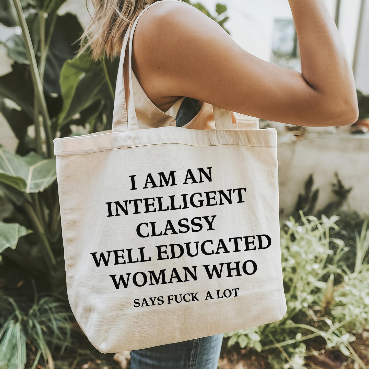 Sarcastic Funny Oversized Tote Bag Natural 100% Cotton Shopping Shoulder Bag Mental Health Fun Joke Gift Idea Tote Bag for Errands